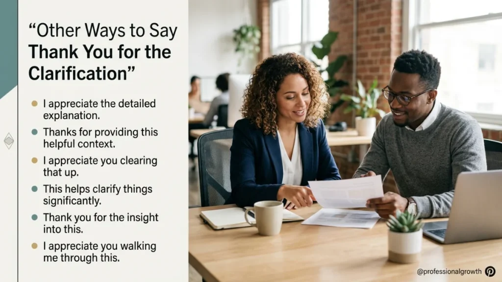 other ways to say thank you for the clarification