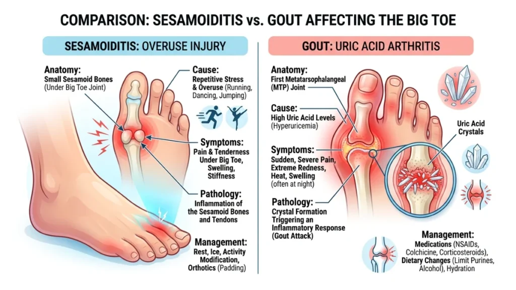 sesamoiditis or gout